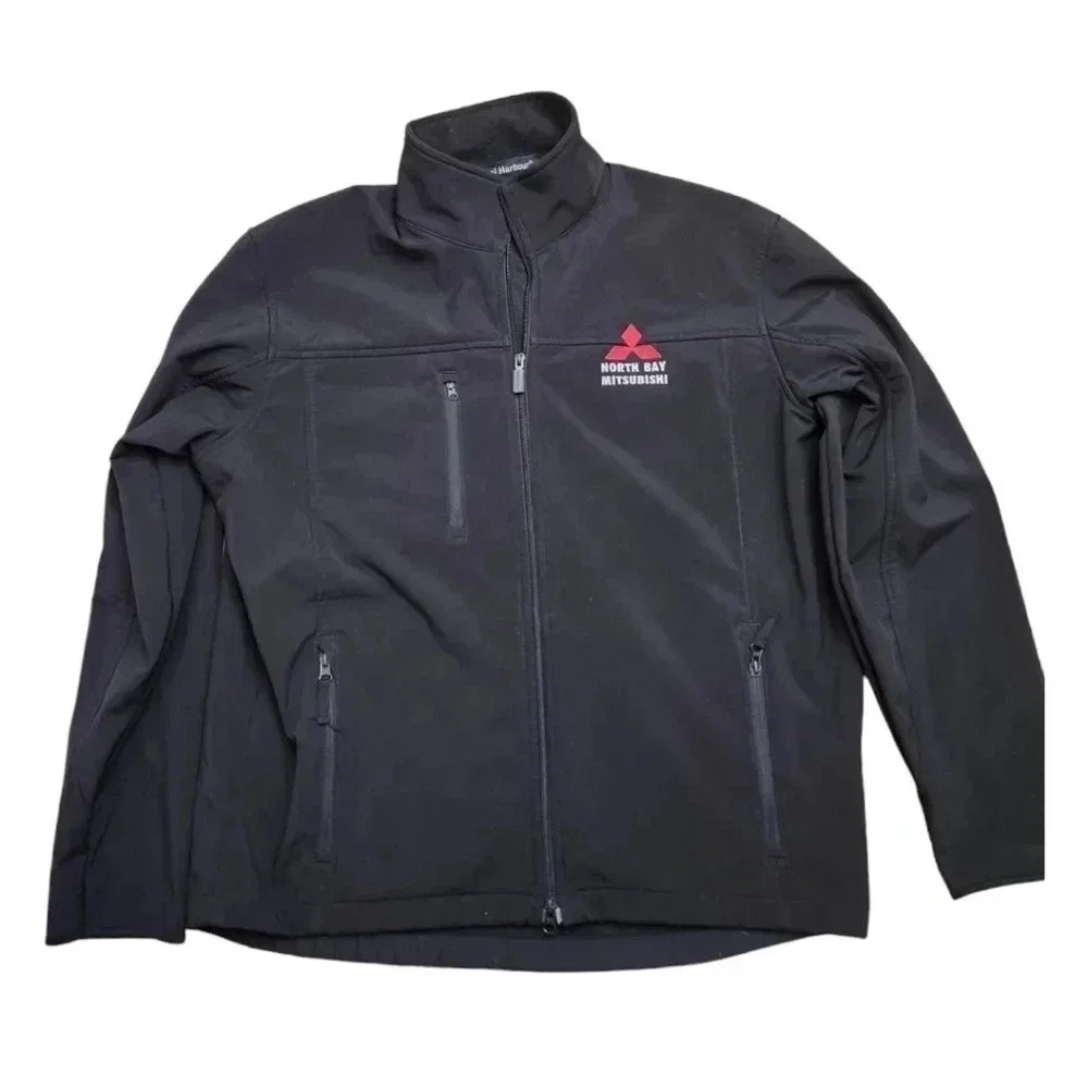 Mitsubishi Fleece Jacket Spring Coat Black Men - Picture 2 of 5